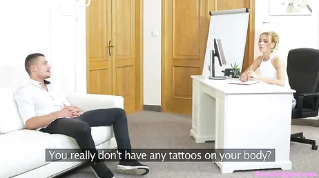 A very attractive young man attends his first XXX porn casting.