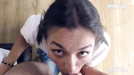 The pretty girl at the market stall doesn't just deliver... she also gets fucked!!