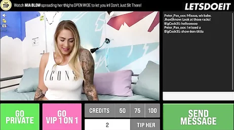 Interracial XXX cybersex with tattooed German Mia Blow