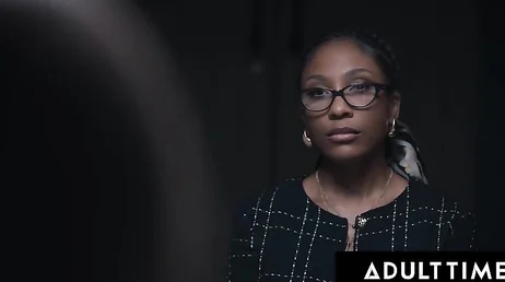The interrogation ends with a hard fuck, she seems delighted