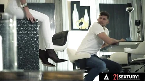 Licking his Russian girlfriend's feet before giving her a good fuck